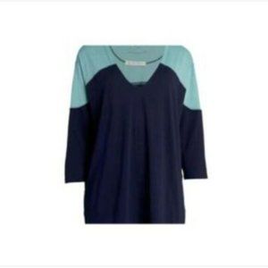 Free People Womens Navy Color Block 3/4 Sleeve